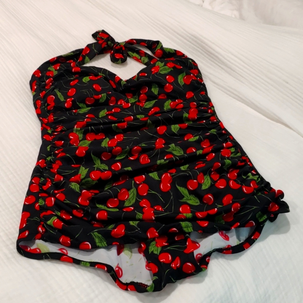 Cherries vintage style bathing suit .